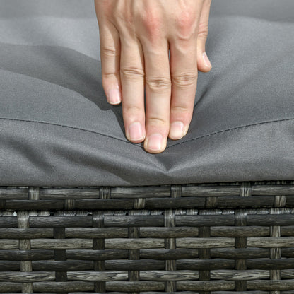 5-Position Reclining Rattan Sun Lounger with Cushion - Mixed Grey