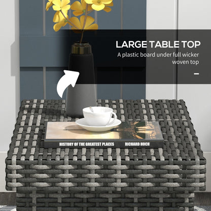 Folding Rattan-Effect Garden Side Table - Mixed Grey