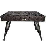 Mixed grey folding rattan-effect garden side table with collapsible legs