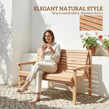 Two-Seater Wooden Garden Bench - Natural Finish