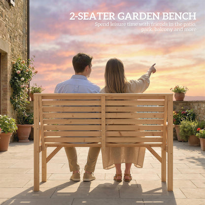 Two-Seater Wooden Garden Bench - Natural Finish