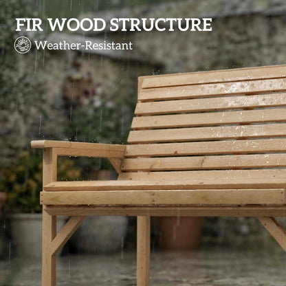 Two-Seater Wooden Garden Bench - Natural Finish