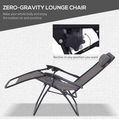3-Piece Folding Reclining Garden Set with Cup-Holder Table - Dark Grey