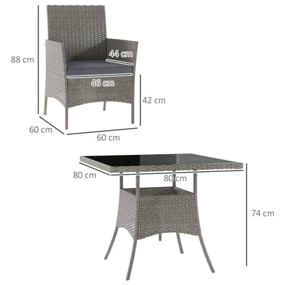 5-Piece Rattan-Effect Garden Dining Set with Glass-Top Table